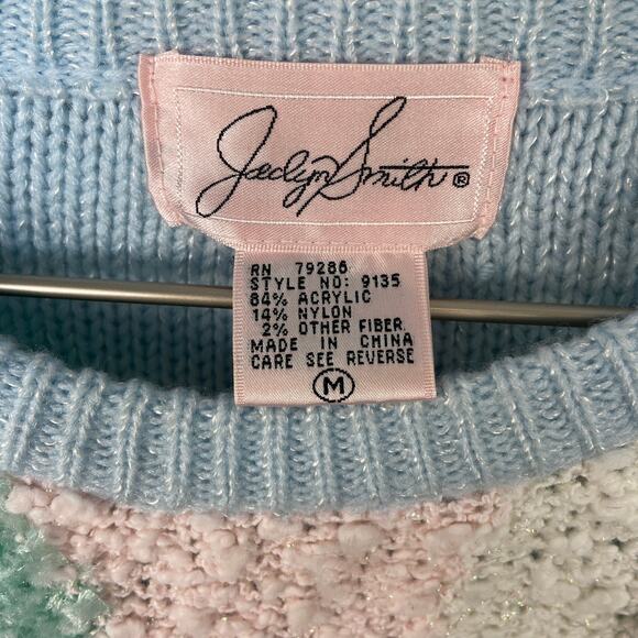 Vintage Pastel Embellished Bold Pattern Sweater - Women's Size M - Picture 5 of 6